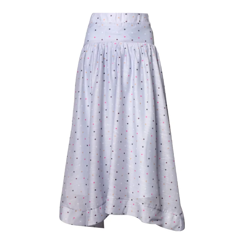 

2021 Women Skirt Polka Dot Skirt Women High Waist Irregular Pleated Long Skirt