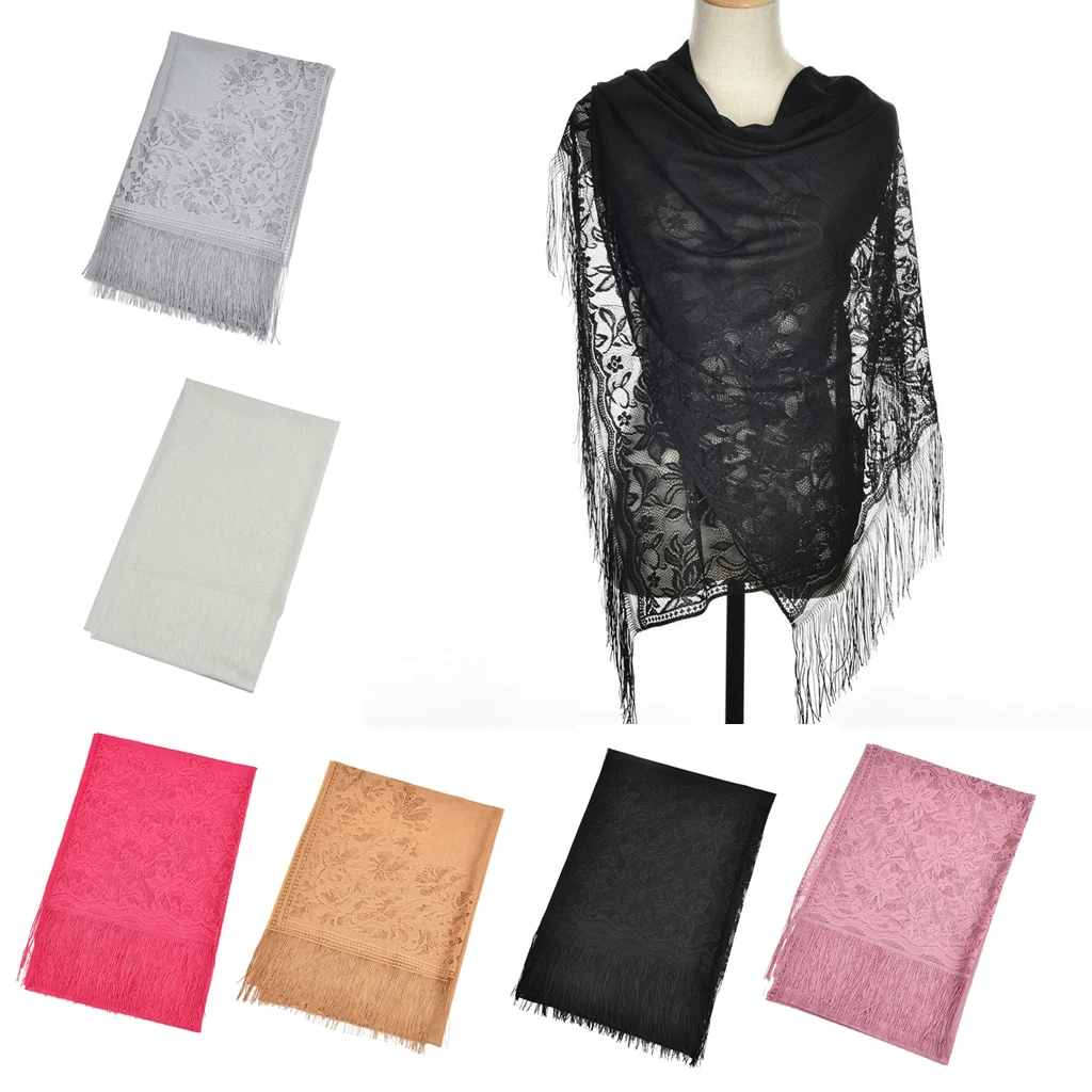 Женская кружевная шаль с цветочным принтом накидка для вечернего платья