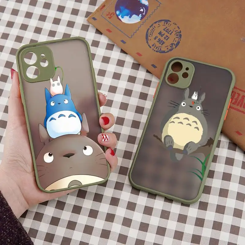 

Totoro Cute Cartoon Happy Phone Case matte transparent For iphone 7 8 11 12 plus mini x xs xr pro max cover