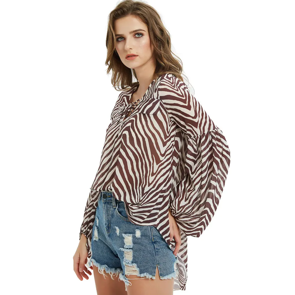 Женские полосатые футболки с принтом зебры модные рубашки длинным рукавом и