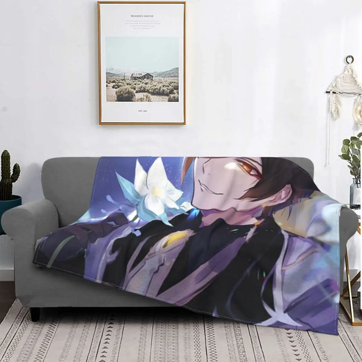

Zhongli Blanket Genshin Impact Game Anime Plush Thick UltraSoft Flannel Fleece Throw Blanket For Sofa Bedspread Quilt Office