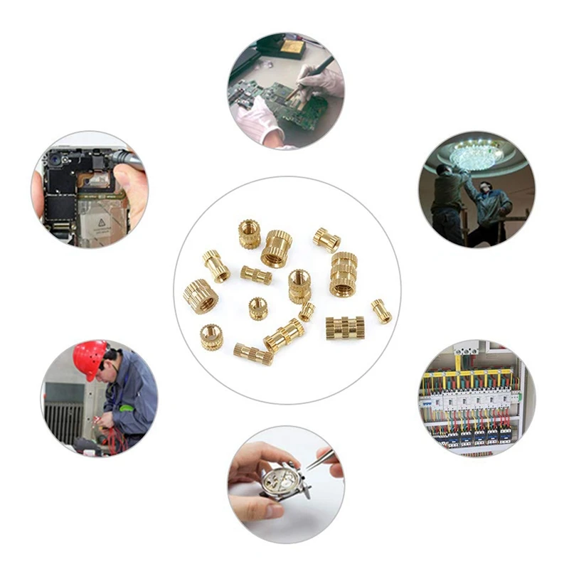 

370PCS M2 M3 M4 M5 Internal Thread Knurled Nut Brass Thread Insert Insert Nut Sorting Kit