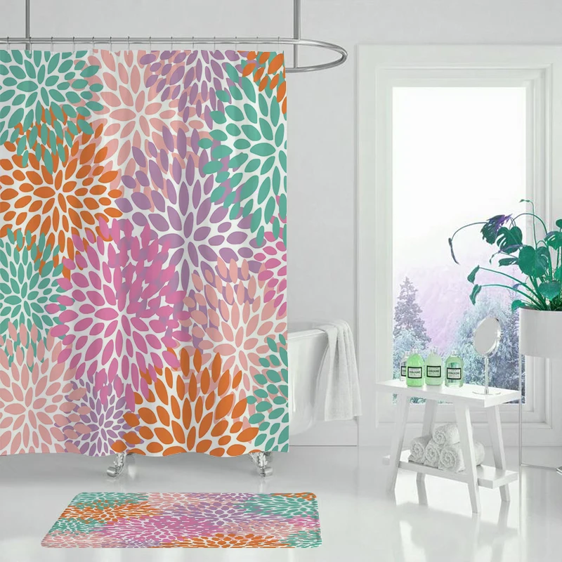 Занавеска для душа водонепроницаемая тканевая шторка из полиэстера ванной