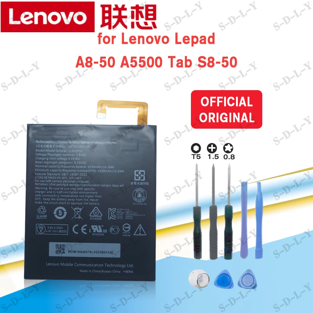 

100% original 3.8V 4290mAh L13D1P32 for Lenovo Lepad A8-50 A5500 Tab S8-50 Battery+Tracking + Tools