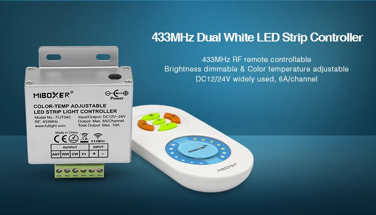 MiBOXER светодиодный cinta регулятор RGB para tira de luz RF remoto 433 МГц FUT040 FUT041 FUT042 brillo doble blanco |