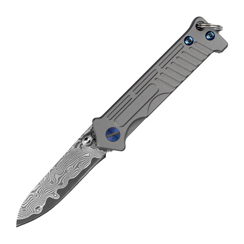 

Titanium Alloy Mini Folding Knife High Hardness D2 Damascus Steel Blade Outdoor EDC Pocket Knives