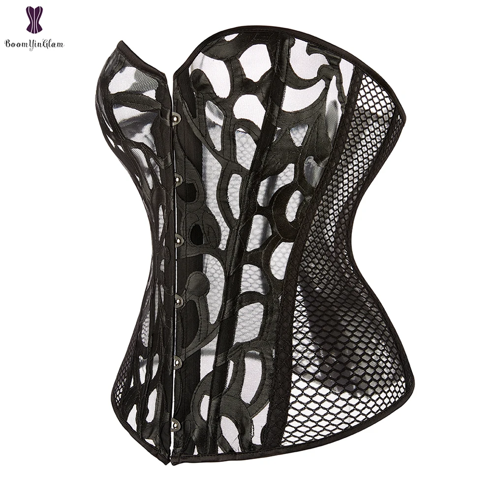 Корсет-бюстье сетчатый черного белого цвета | Женская одежда