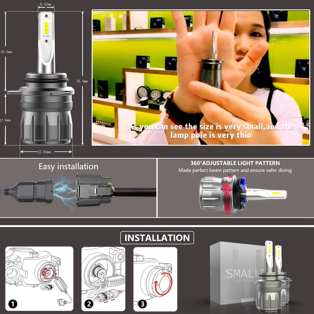 2 шт. H4 H7 светодиодные фары наборы ламп H11 40 Вт 4800LM 9005 hb4 9006 лампы H1 LED H3 9012