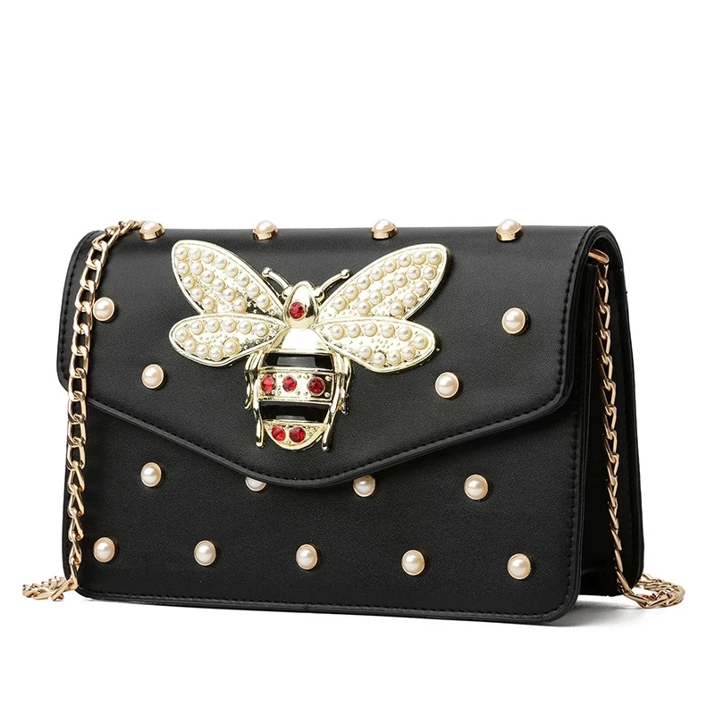 

New Bee Pearl Women Crossbody Messenger Bags Shoulder Leather Handbags For Famous Luxury Brand Designer Bolsa Feminina Sac 2020