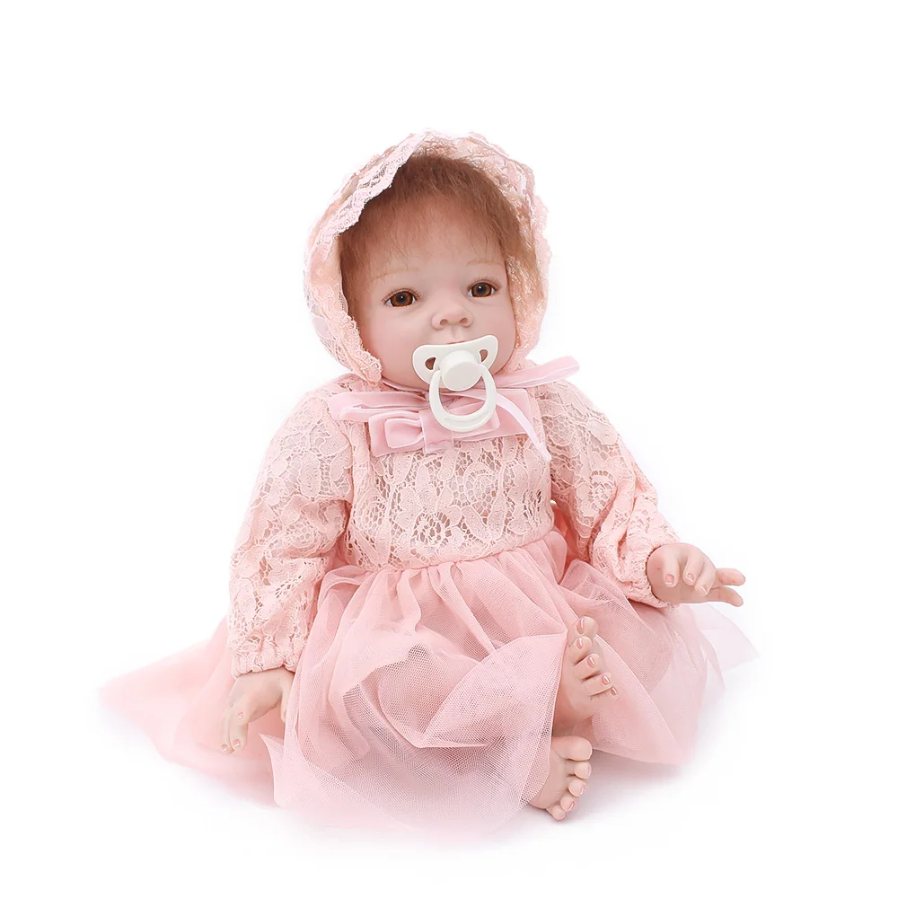 22 inch Reborn Dolls Little Princess Silicone Baby Realistic Doll Kids Playmates Pink Dress Lifelike Bebe Newborn 55cm | Игрушки и хобби