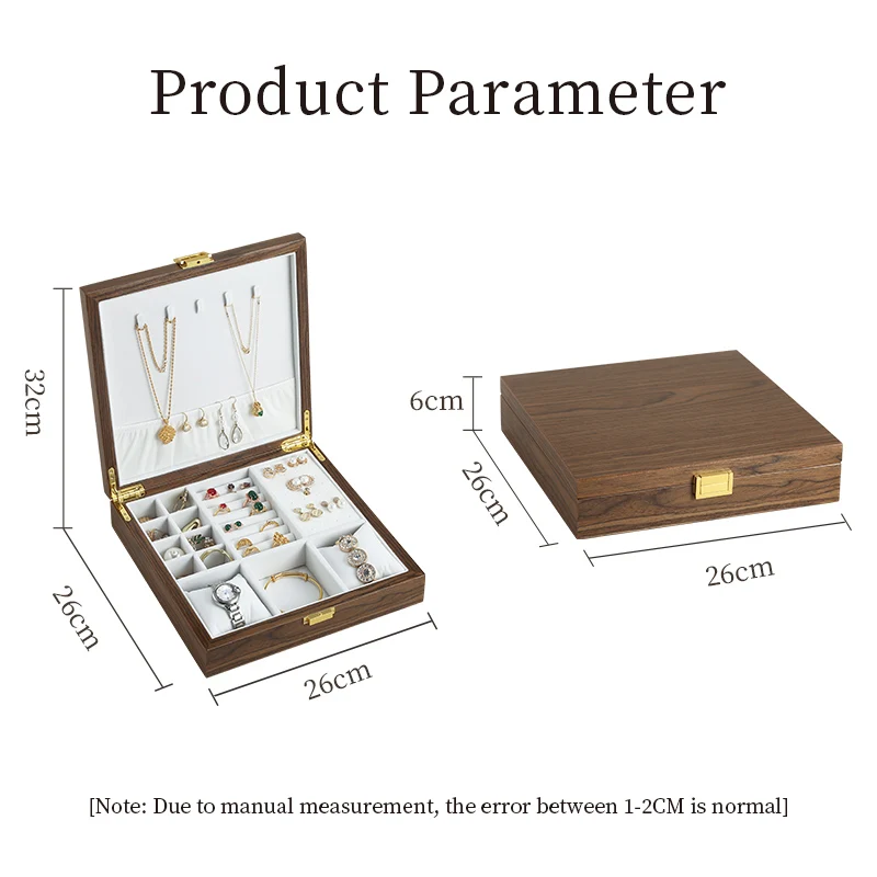 Casegrace Wooden Jewelry Organizer Watch Stand Storage Box Jewellery Earrings Ring Necklace Makeup Packaging Casket Storage Box
