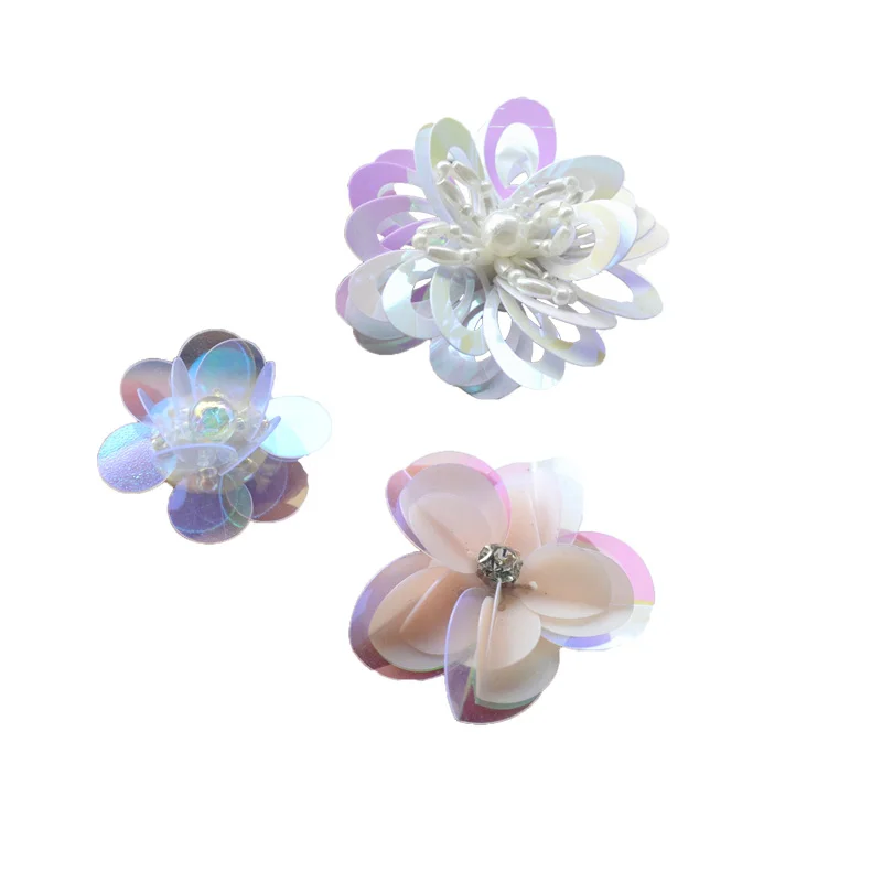 3D Блестки из бисера цветы ручной работы для нашивки аксессуары одежды сделай сам