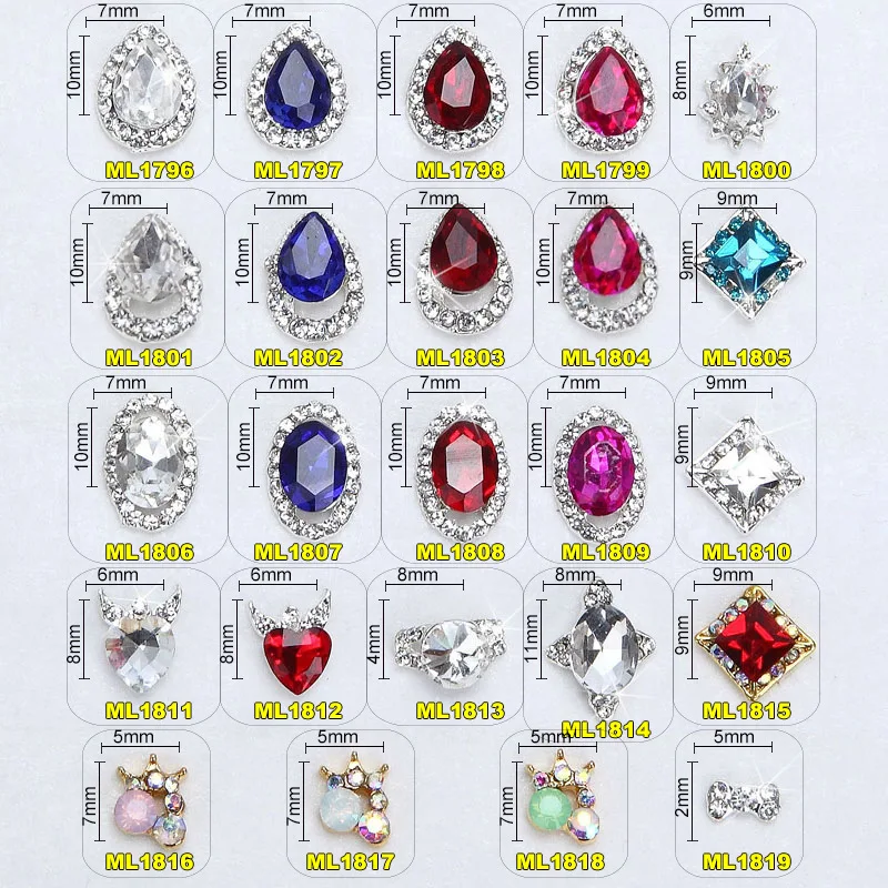 10 шт. новые цветные стразы для ногтей из сплава с кристаллами украшения рукоделия