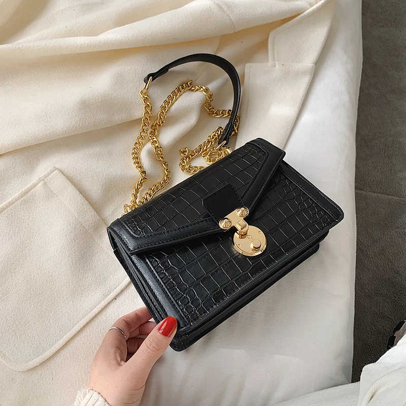 

Женские сумки через плечо с каменным узором из искусственной кожи 2020, модная маленькая сумка через плечо с цепочкой, женские сумки с замком