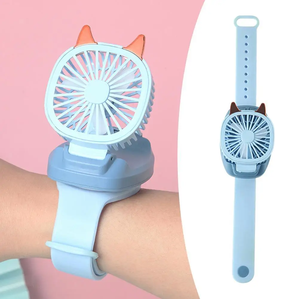 

Portable Mini Watch Fan USB Charging Air Cooling Fan With Removable Colorful lights For Home Fan For Student Desktop Gifts R9C4
