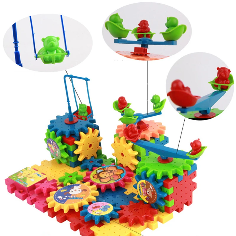 

81pcs Children Educational Toys 3D Model Building Brick Blocks Kits Electric Gears Plastic Gifts for Kids