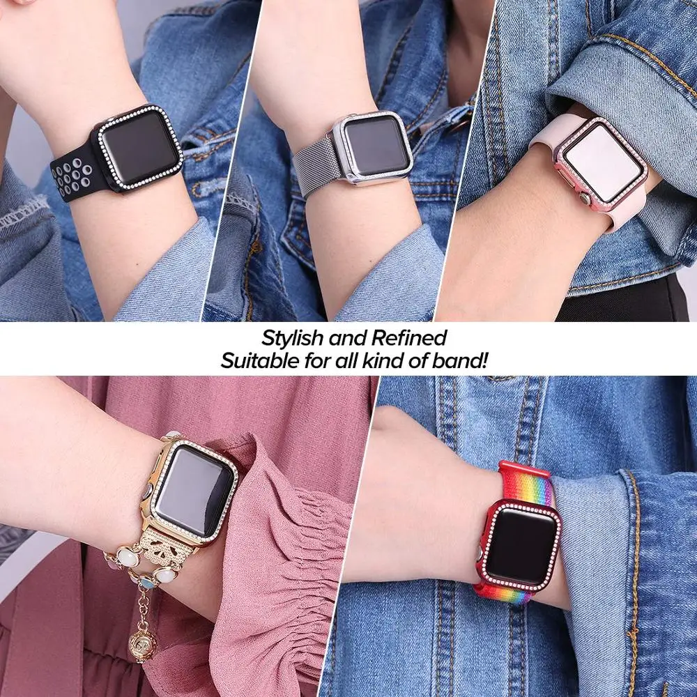 Bling Cover For Apple watch Case 44mm 40mm iWatch 42mm 38mm Accessories Diamond bumper Protector Apple watch series 5 4 3 se 6