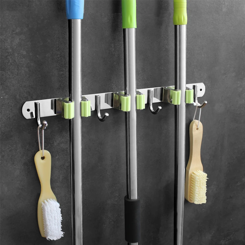 High Capacity Mop Rack Wall Mount Stainless Steel Broom Holder Multi-Model Bathroom Storage Organization Accessories Promotion