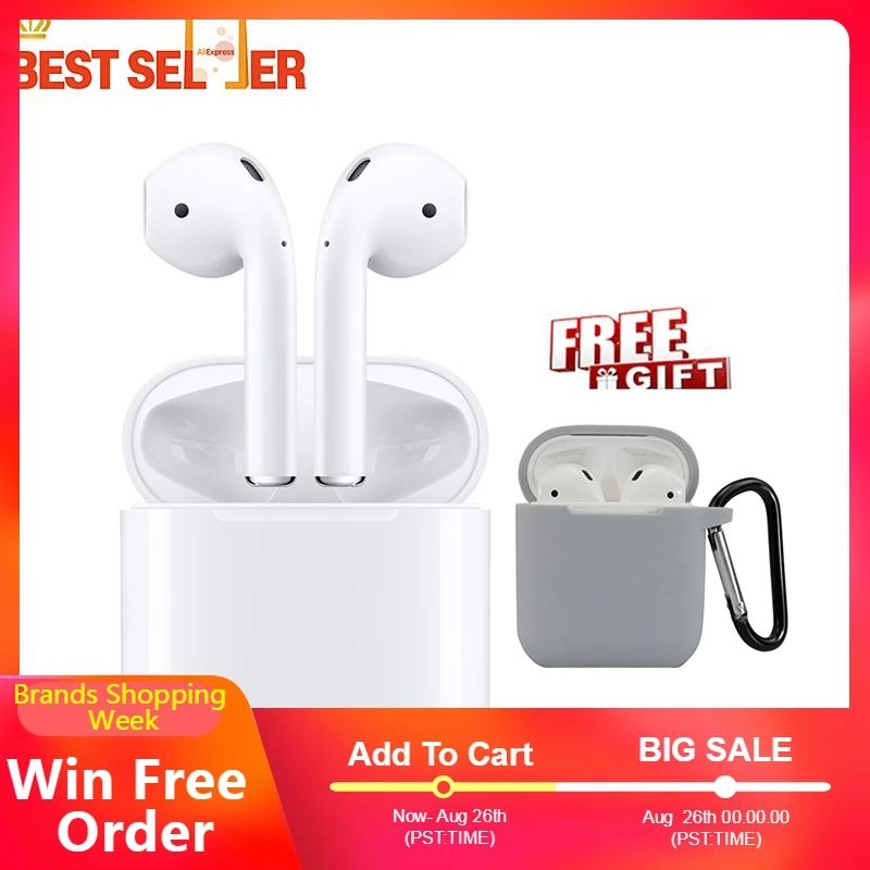 Оригинальные Apple AirPods 1st беспроводные наушники Bluetooth для iPhone Xs Max XR 7 8 Plus iPad MacBook