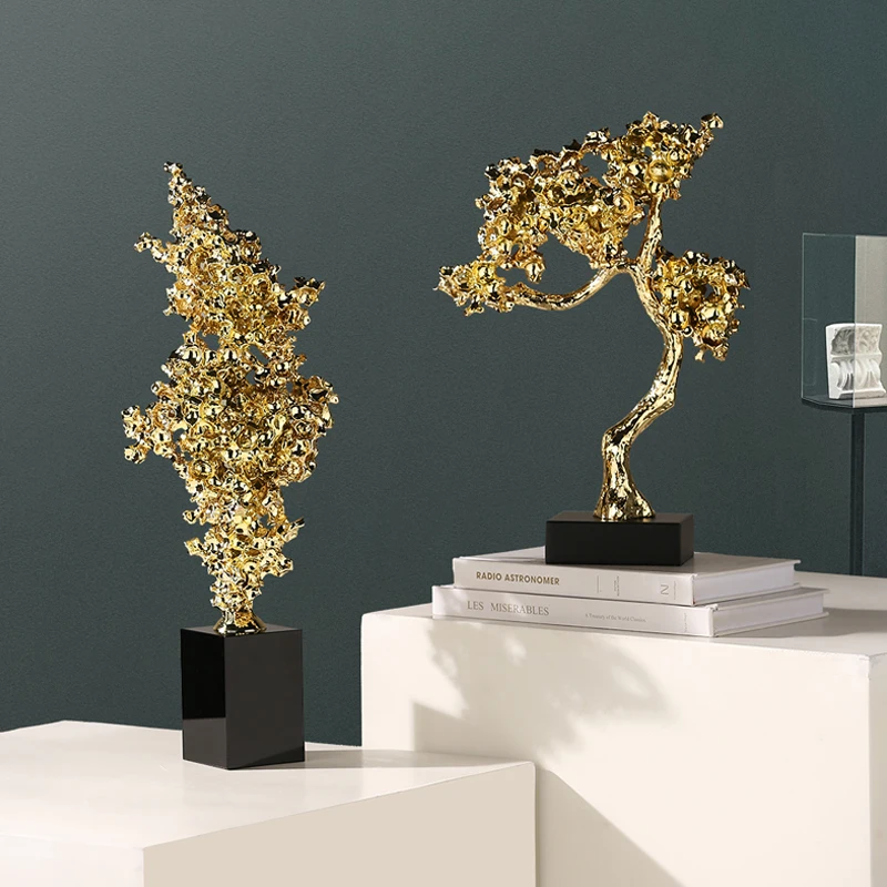 

Роскошное золотое дерево для денег, украшение на удачу для гостиной, винного шкафа, офисное украшение, дерево для удачи, открытые подарки на ...