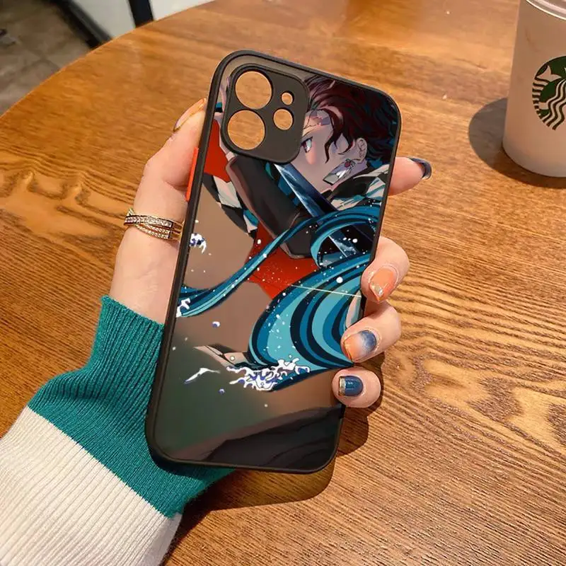 

Demon Slayer Phone Case matte transparent black For iPhone 7 8 x xs xr 11 12 pro plus mini max Clear Funda