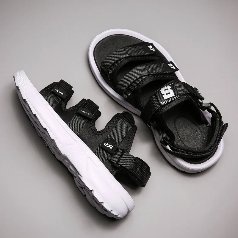 

Summer Men Casual Beach Shoes Black Men Leisure Sandals Soft Bottom Sandals Male Comfortable Men Trekking Sandals Ankle-Wrap