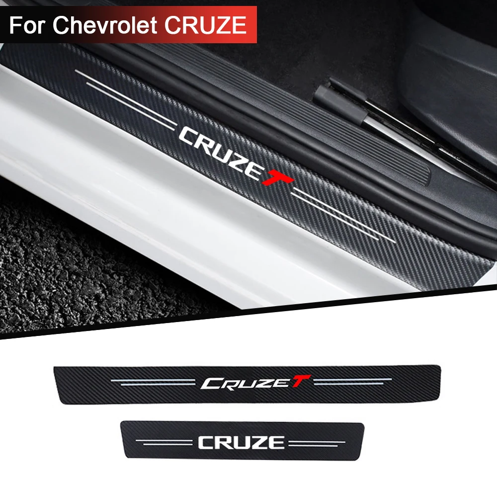 

4pcs car accessories Carbon fiber cloth Door Sill Strip Welcome Pedal Trim Auto Car-Styling Stickers for Chevrolet Cruze CruzeT