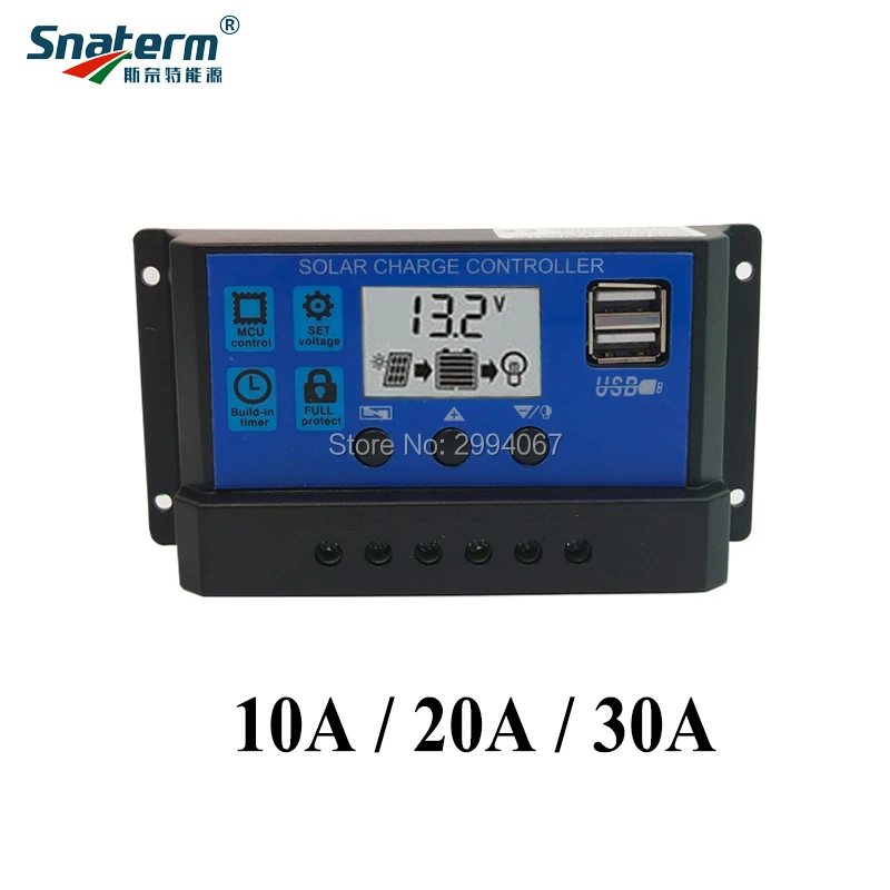 10 шт х 30A 20A 10A DC12V 24V режимы Auto PWM Солнечные фотоэлектрические Панель Батарея