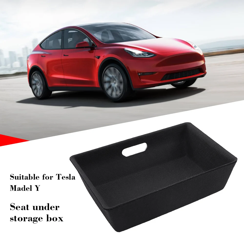 

Under Seat Storage Box Felt Cloth Drawer Holder Large Capacity Organizer Case for Tesla Model Y 2021 Car Accessories