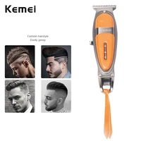 kemei km 1946 professional mens hair clipper usb noise reduction hair trimmer with metal leather cover salon hair cut machine
