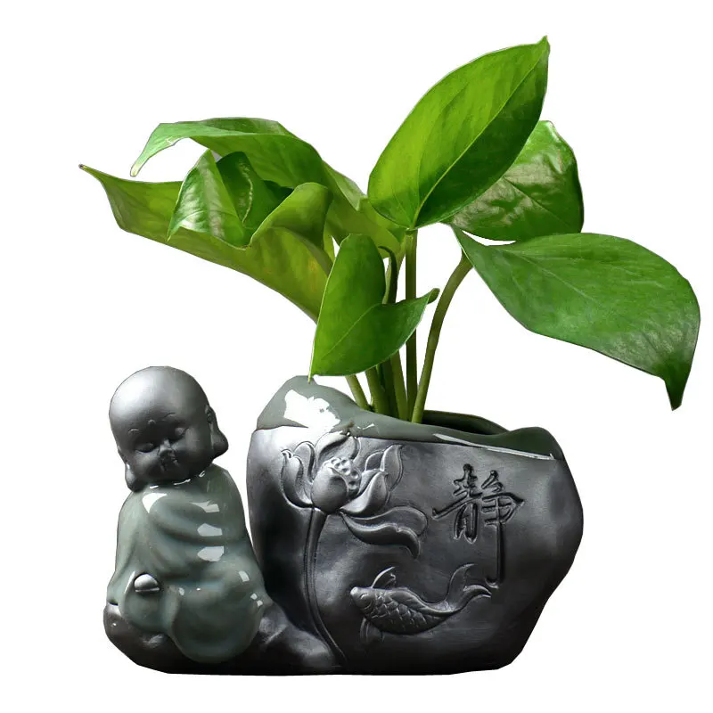 Креативная керамическая ваза Будда Китайский классический цветочный горшок