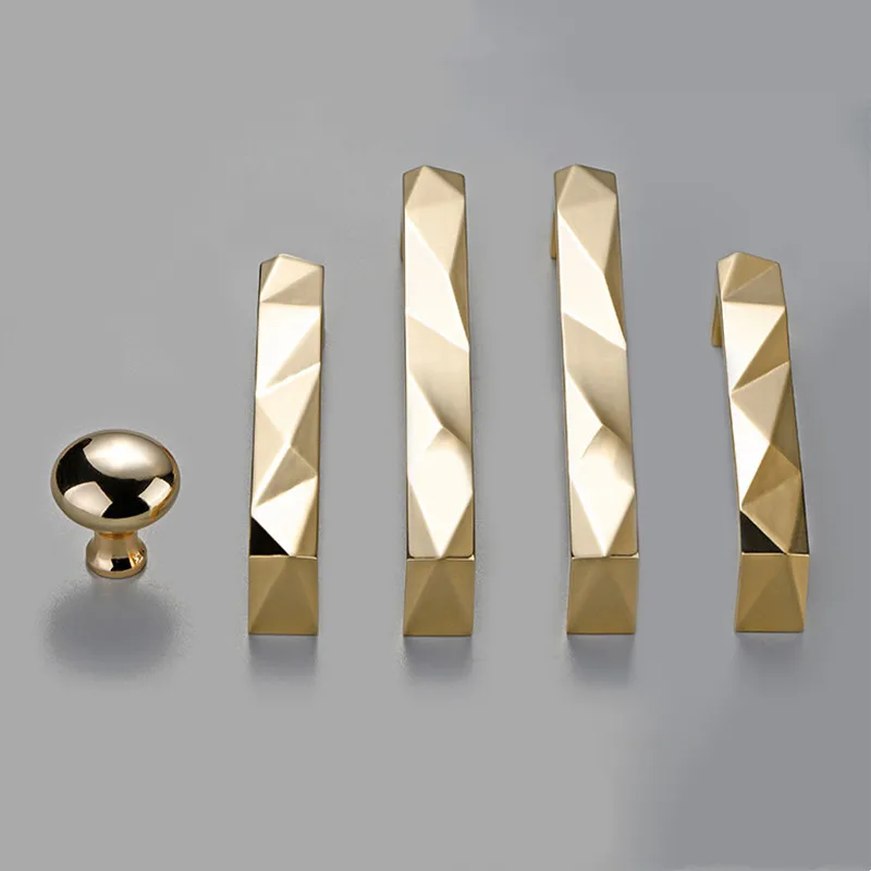 Modern American Style Cabinet Door Handle Minimalist Golden Alloy Diamond Pattern Wardrobe Handles Hole Drawer Pulls | Обустройство