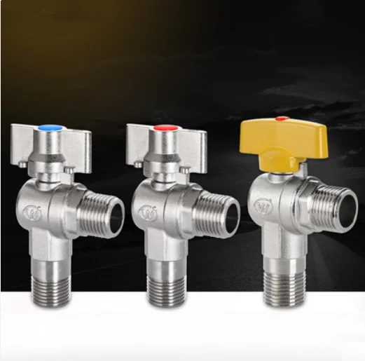 

Медный треугольный переключатель с полным открытием, Большой шаровой сердечник, угловой клапан 1/2 дюйма, кухонный кран для ванной, горячей и...