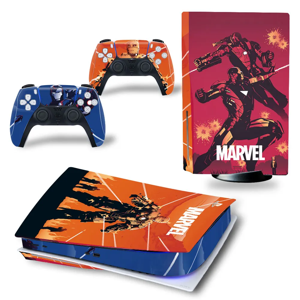 Наклейка на диск Marvel Железный человек PS5 для консоли PlayStation 5 и 2 контроллеров