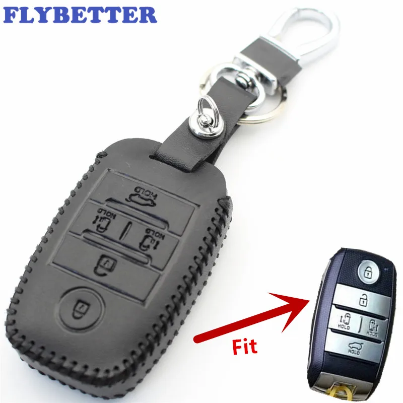 FLYBETTER натуральная кожа 5 Кнопка Автозапуск смарт ключ чехол КРЫШКА ДЛЯ Kia