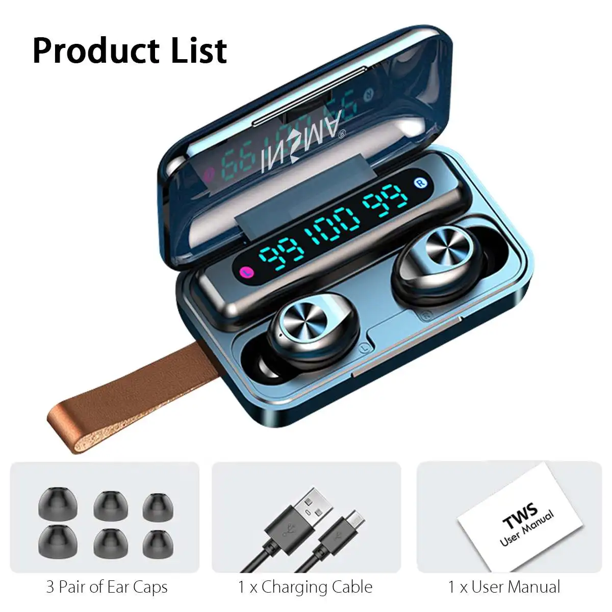 

INSMA F9-10 3led 4000mAh Power Bank bluetooth 5.0 TWS Earphones Led Digital Display Wireless Stereo Sport Waterproof Earbuds