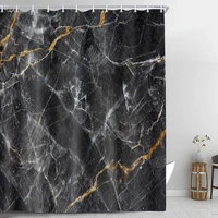 black marble shower curtain black gold white marble texture pattern bathtub screen waterproof fabric shower curtain with hooks