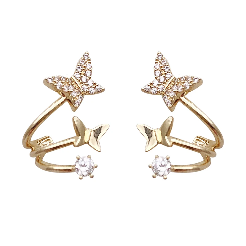 

New Trendy Gold Color Small Butterfly Stud Earrings Metal Statement Earring Prisoner Classic Minimalist Beautiful Jewelry