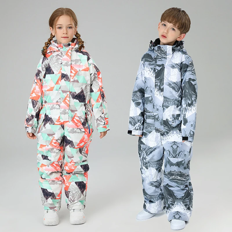 

Hooded Warm Baby Girl Snow Jumpsuit Windproof One Piece Boy Ski Set Outdoor Sport Children Overall Winter Kids Snowboard Costume