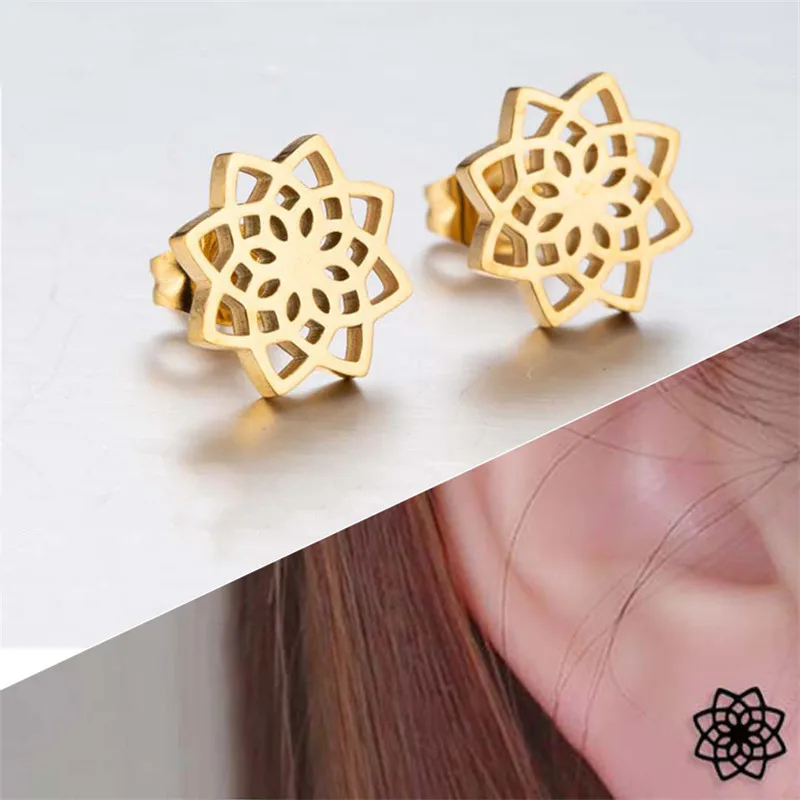 1 пара серьги из нержавеющей стали с изображением звезды луны цветка хряща