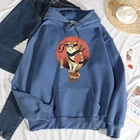 Ukiyoe FirefoxЖенская толстовка с мультипликационным принтом; Осенняя флисовая одежда; Простая свободная уличная одежда; Пуловер с карманами; Модная Женская толстовка с капюшоном