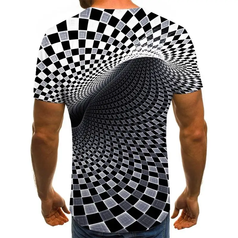 

Three-dimensional graphic T-shirt casual lattice tops 3D men's T-shirt summer T-shirt men's O-neck shirt plus size streetwear