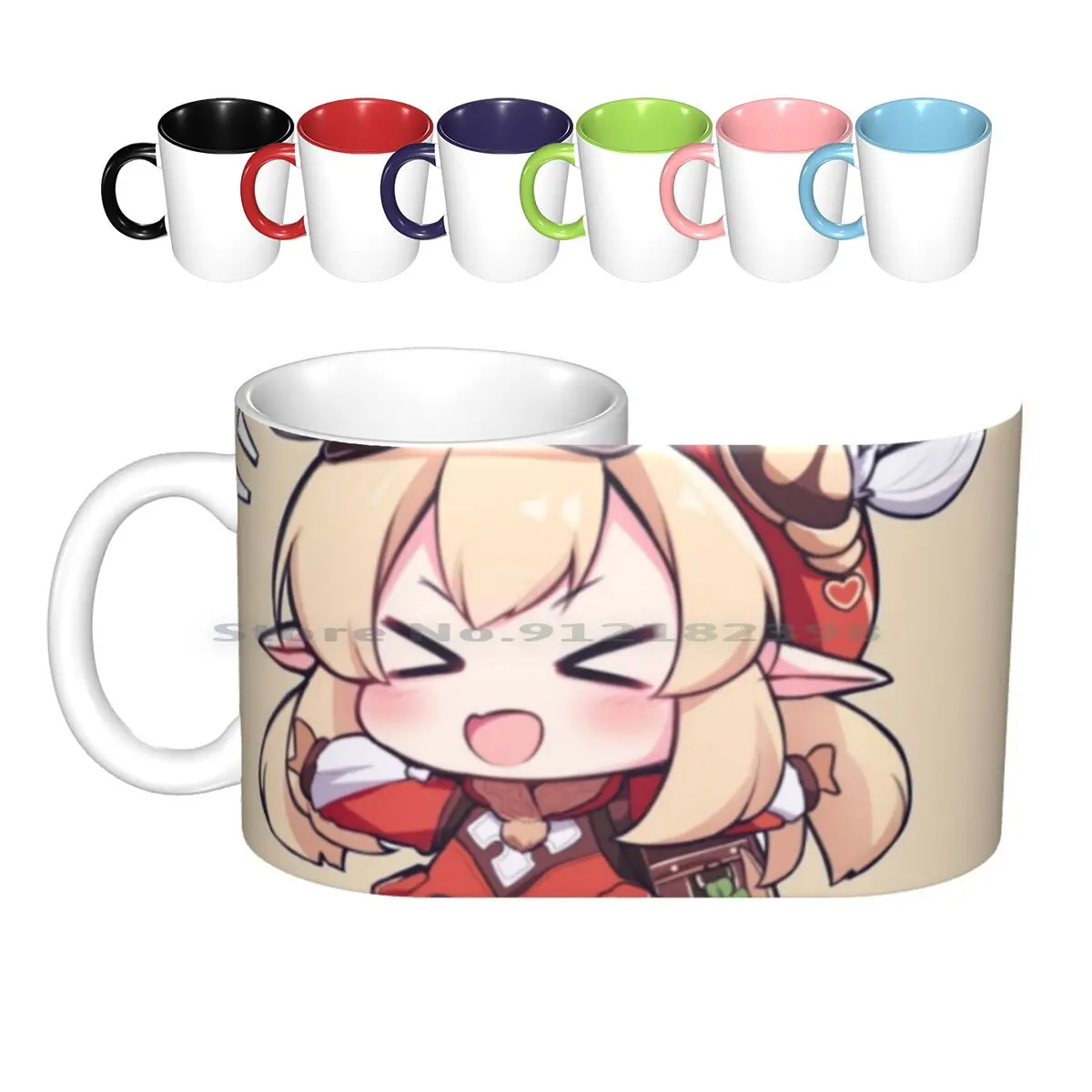 

Керамические кружки Klee Chibi-Genshin Impact, кофейные чашки, кружка для молока и чая, разбавитель Genshin Impact, воздействие Genshin Fishcl Genshin Impact Qiqi