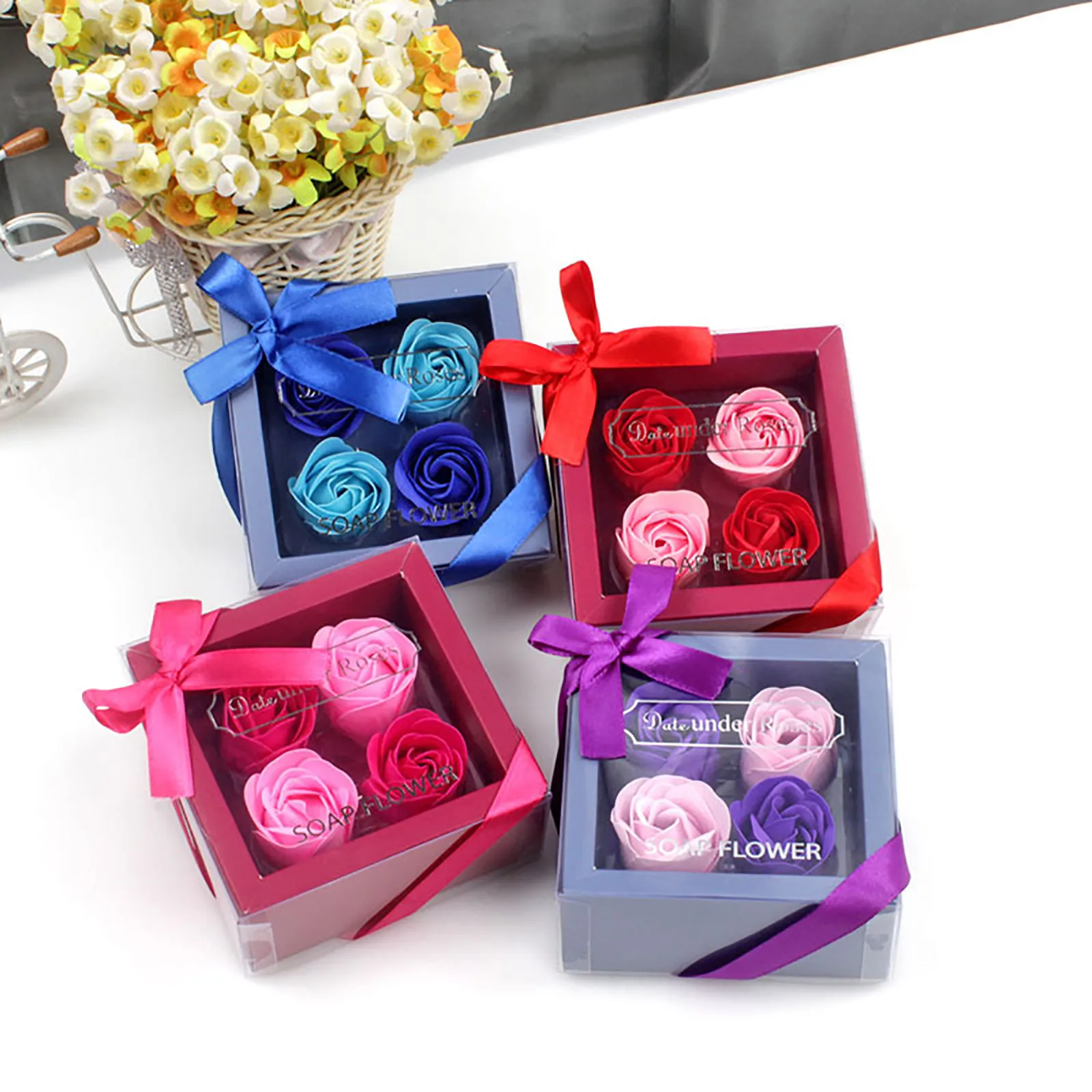 

Rose Soap Gift Rose Petals Bathing Soap With Gift Box 2022 New Year Valentine's Day Romantic Gift by Handmade Christmas Gift #M