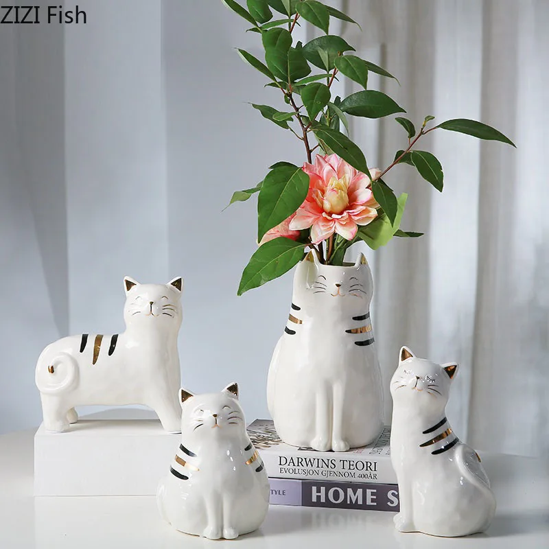 Позолоченные Керамика статуя кота фарфоровые изделия народного промысла