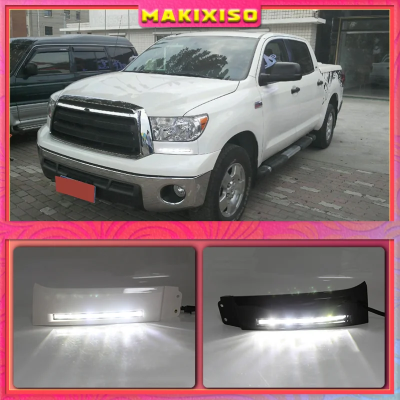 LED Daytime Running Light For Toyota Tundra 2008 - 2013 Waterproof ABS 12V Yellow Turn Signal Indicator Light Bumper LED DRL