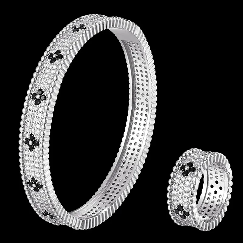 Zlxgirl Luxury brand Simple AAA cubic zircon bangle and Ring Jewelry Set wedding bridal bracelet couple gifts free shipping | Украшения и