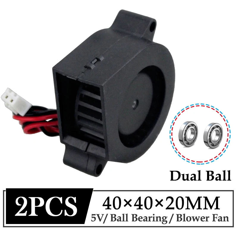 2 шт. Gdstime DC 5 В постоянного тока 40 мм 40x40x20 мм с двойным шарикоподшипником с бесщеточным двигателем 3D-принтеры Вентилятор Cooler 4 см 40 мм x 20 мм вентиляторов турбо-охлаждения