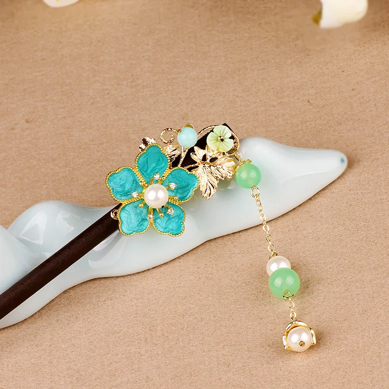 Original Ornament Handmade Antique Hairpin Female Coiled Wood Pearl Tassel Step Shake | Украшения и аксессуары