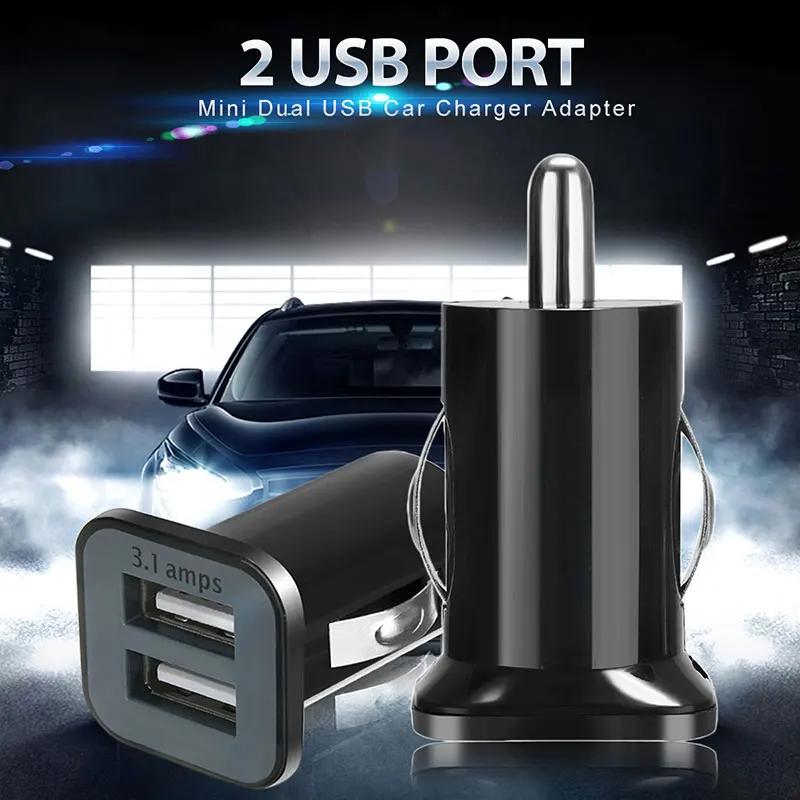 Универсальный черный двойной порт USB Автомобильное зарядное устройство с